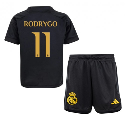 Fotballdrakt Barn Real Madrid Rodrygo Goes #11 Tredjedraktsett 2023-24 Kortermet (+ Korte bukser)